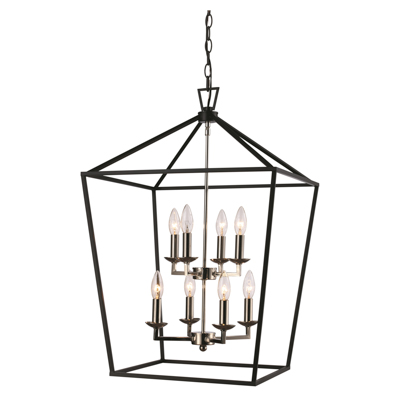 Trans Globe Lighting 10268 PC/BK Lacey 19" Indoor Polished Chrome and Black Colonial Pendant
